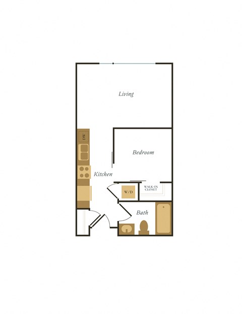 Floor plan for 1 bed, 1 bath, 552 sqft